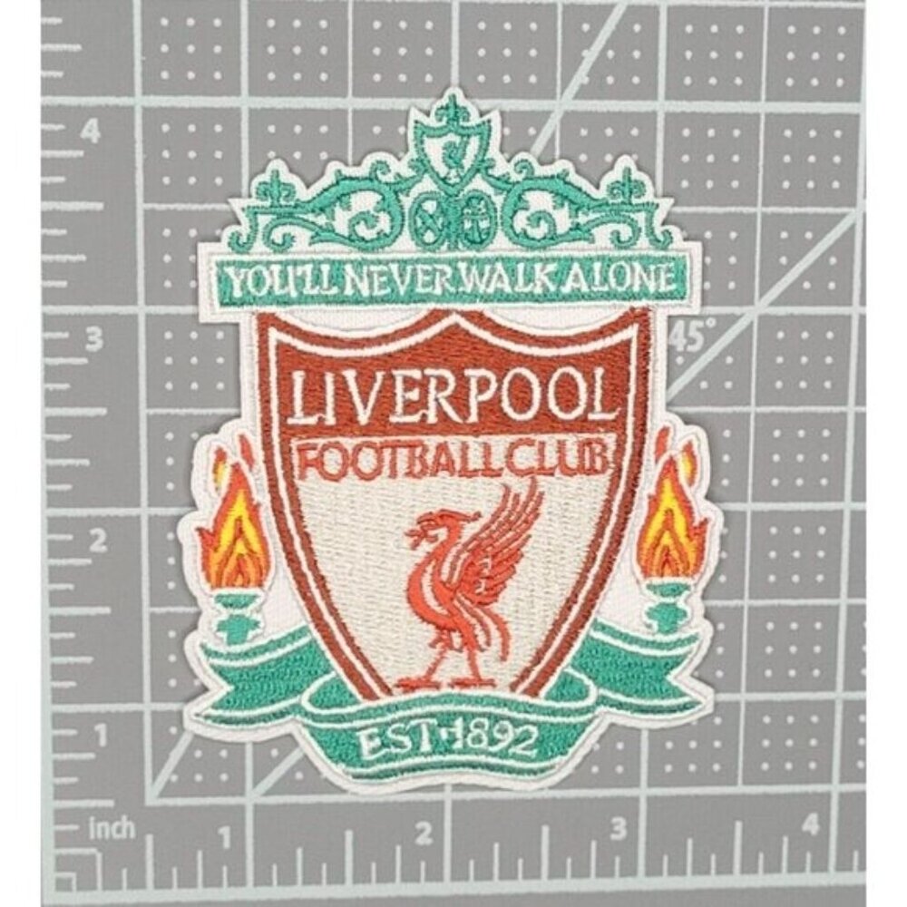 (4) Liverpool English Premiere League Logo Embroidered 3in Iron / Sew-On Patch